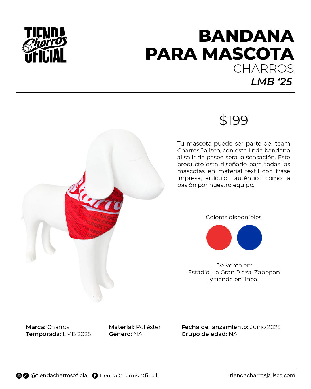 BANDANA PARA MASCOTA CHARROS