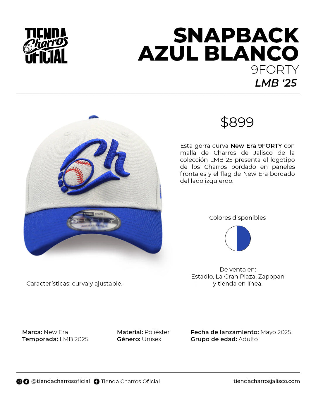 GORRA LMB 25 AZUL BLANCO