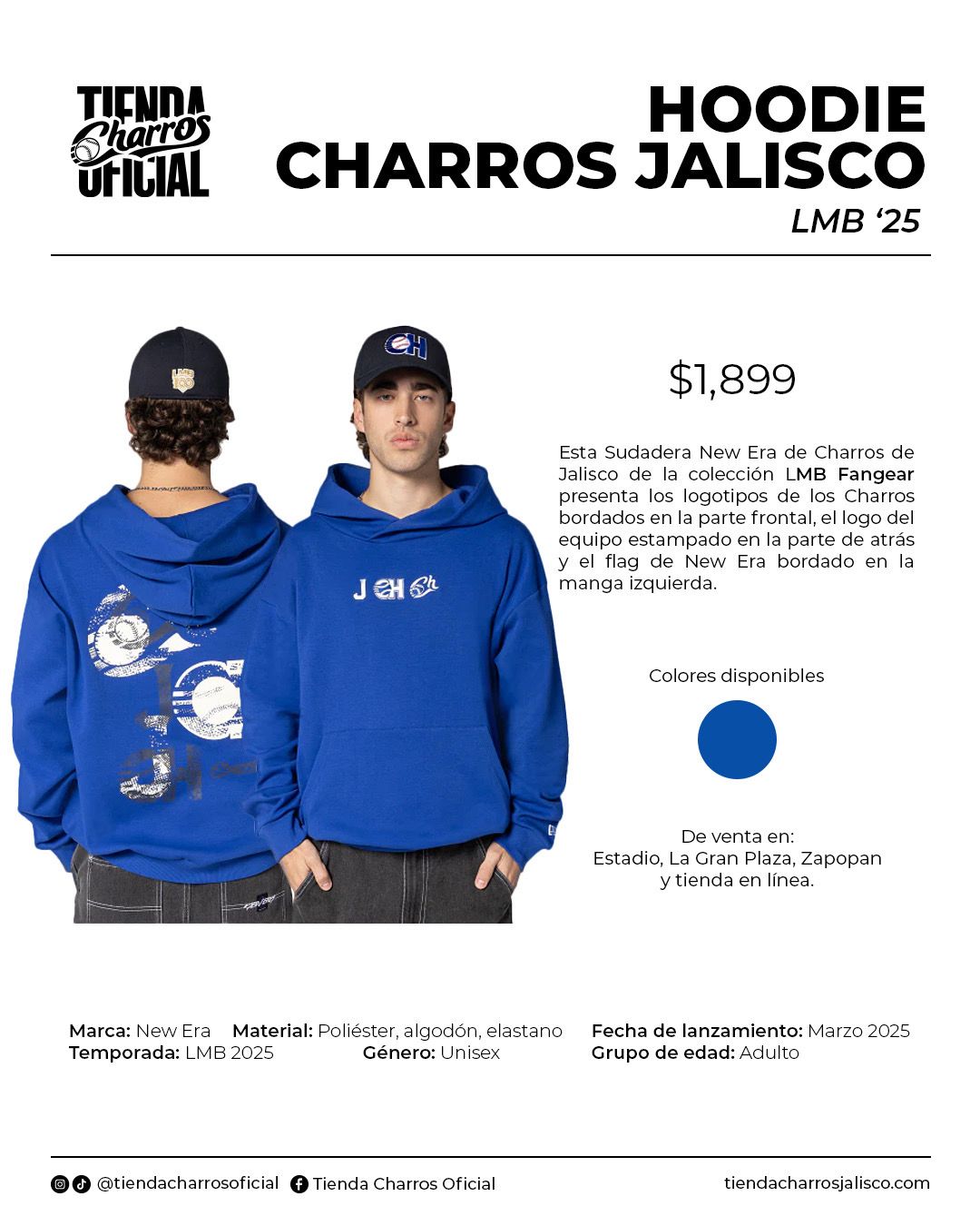 HOODIE CHARROS JALISCO LOGOS NEW ERA LMB 25