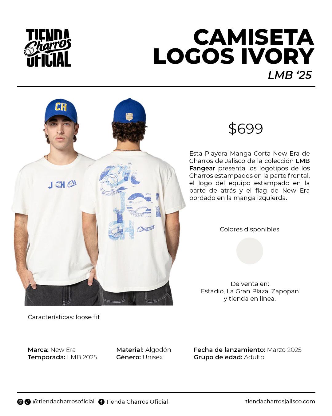 CAMISETA LOGOS IVORY NEW ERA LMB 25