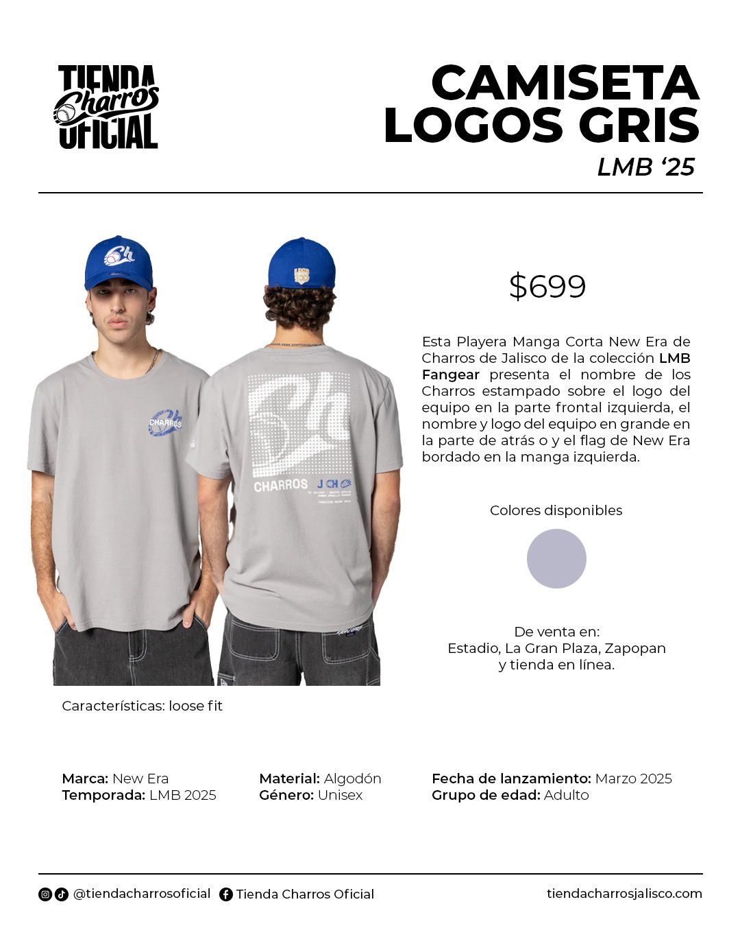 CAMISETA LOGOS GRIS NEW ERA