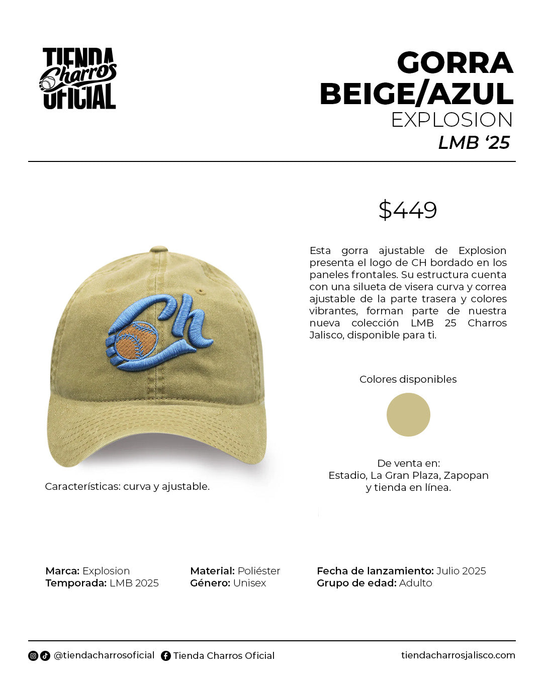 GORRA EXPLOSION BEIGE AZUL