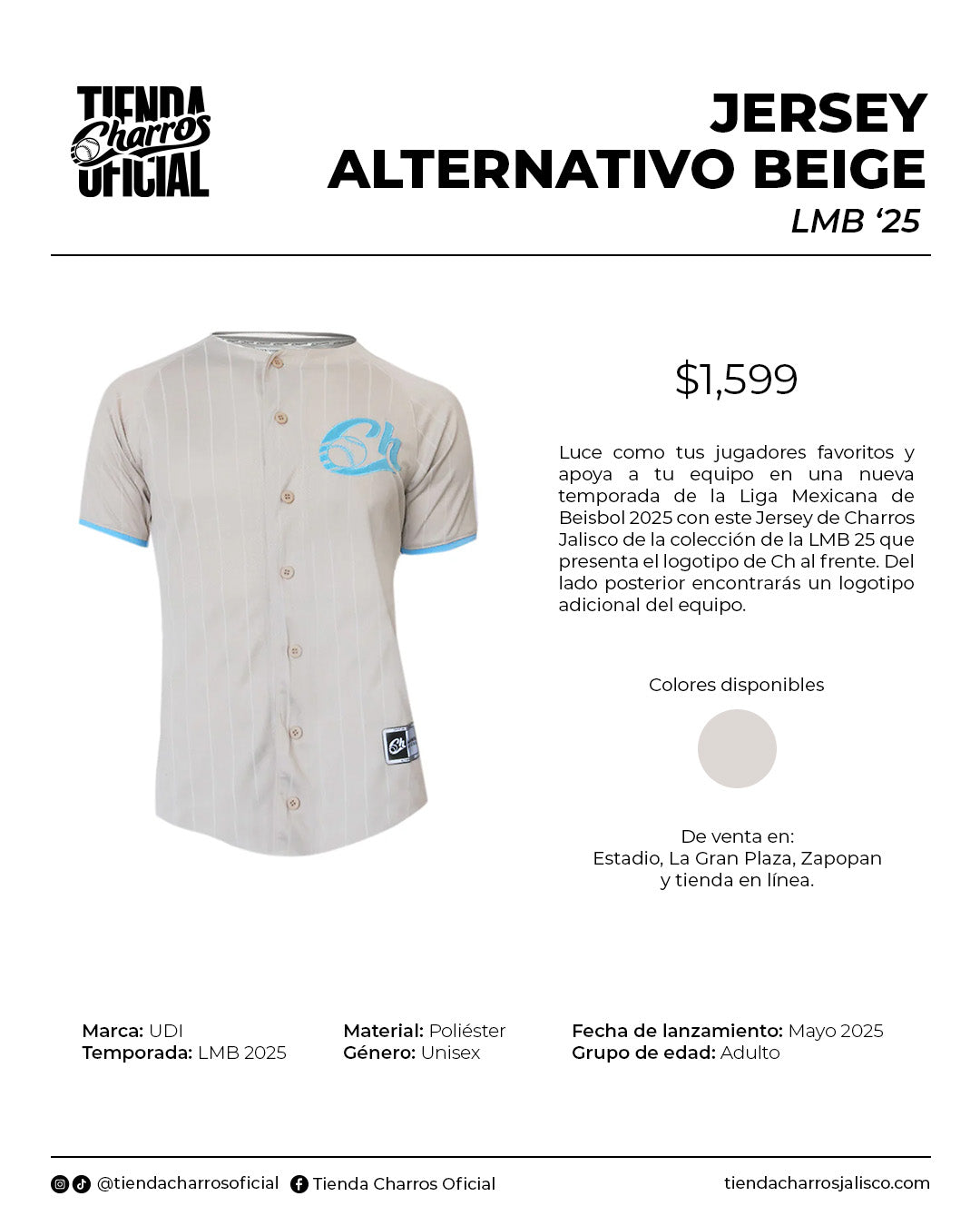 JERSEY LMB 25 ALTERNATIVO BEIGE