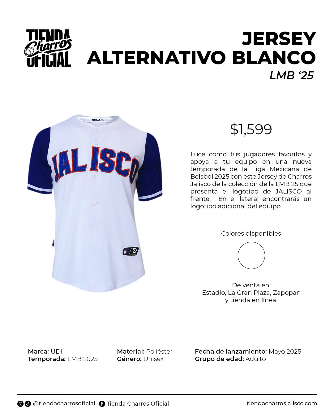 JERSEY LMB 25 ALTERNATIVO BLANCO UDI