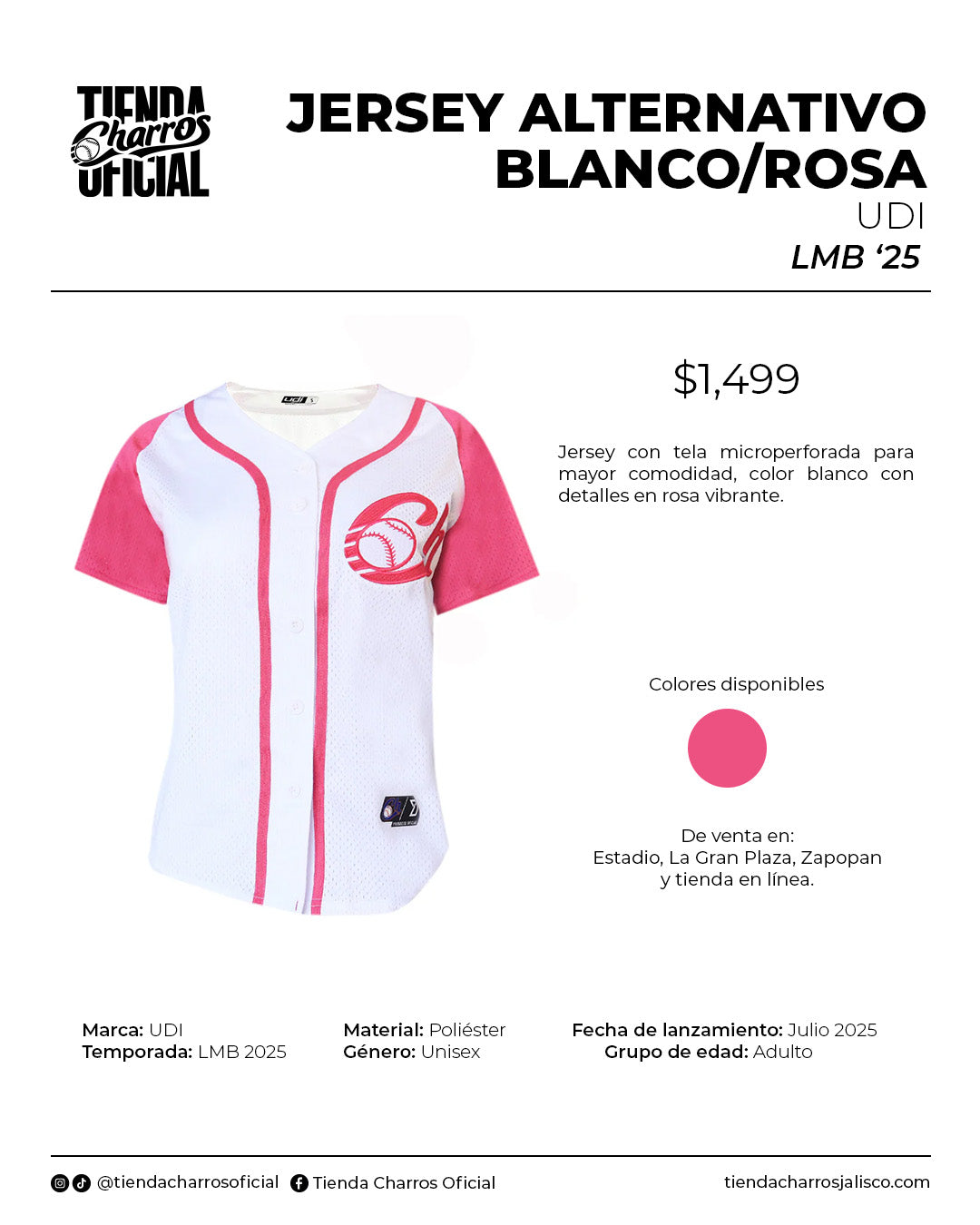 JERSEY ALTERNATIVO LMB25 BLANCO ROSA UDI