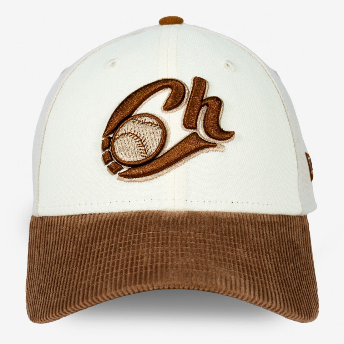 BEIGE CAP WITH CURVED CORDUROY VISOR